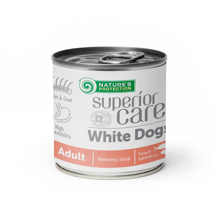 NATURE'S PROTECTION SUPERIOR CARE White Dogs complementary feed - soup for adult dogs of all breeds with salmon and tuna 