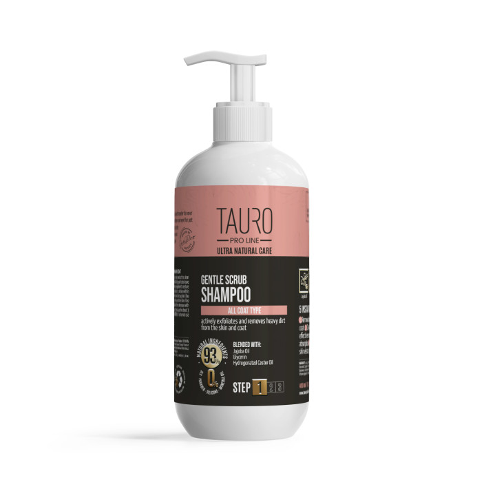 TAURO PRO LINE Ultra Natural Care gentle scrub shampoo for dogs and cats skin and coat 