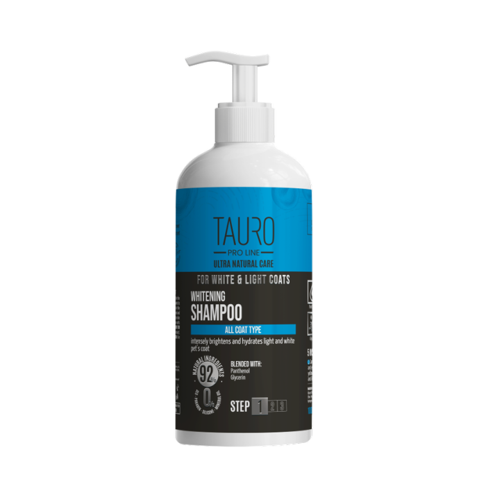 TAURO PRO LINE Ultra Natural Care whitening shampoo for dogs and cats with white and light coat 