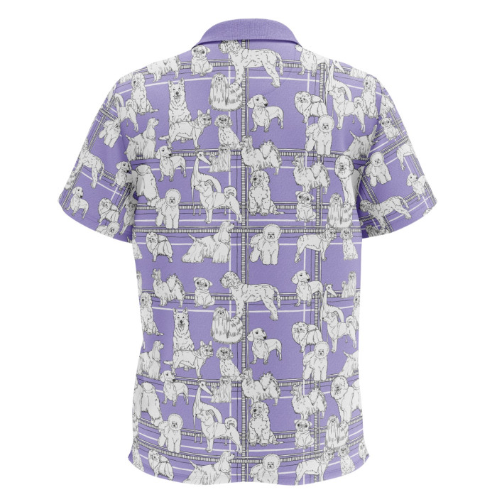 WORLD DOG SHOW Polo T-shirt with short sleeves, purple, with puppy appliqués 