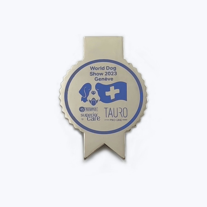 WORLD DOG SHOW badge - card holder, metal 