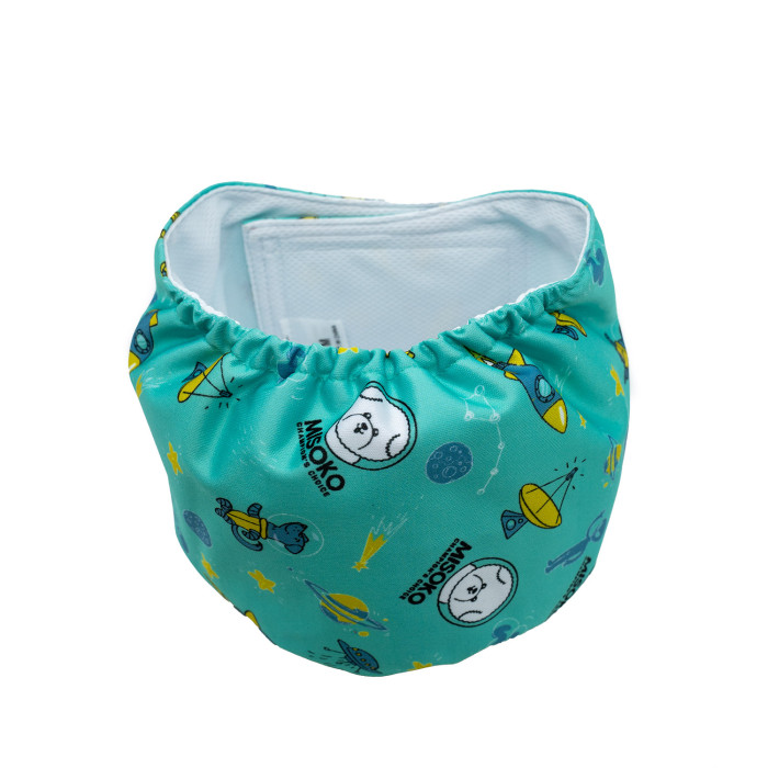 MISOKO reusable diapers for male dogs, with rockets, mint color 