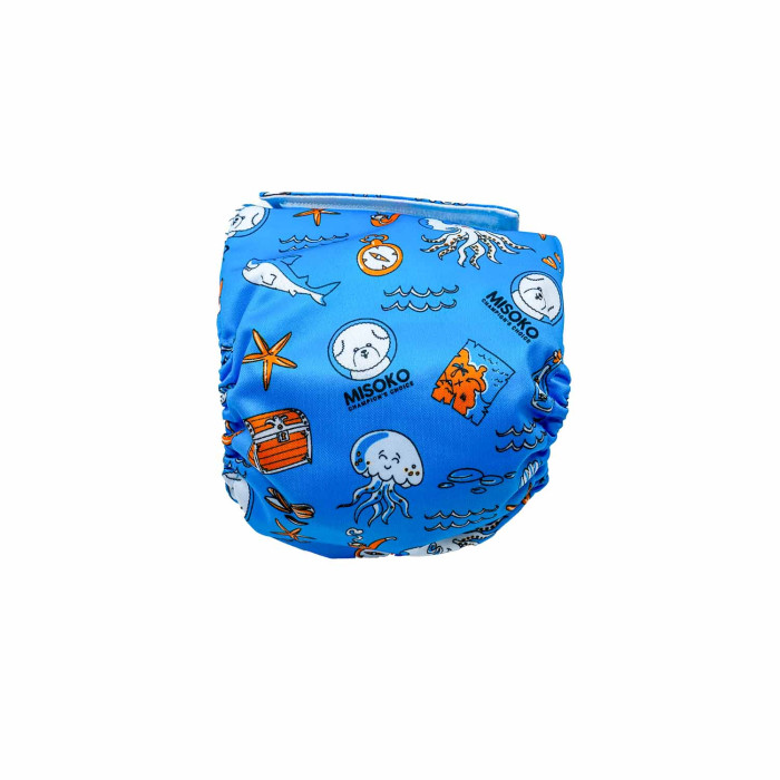 MISOKO reusable diapers for male dogs, with octopus, blue 
