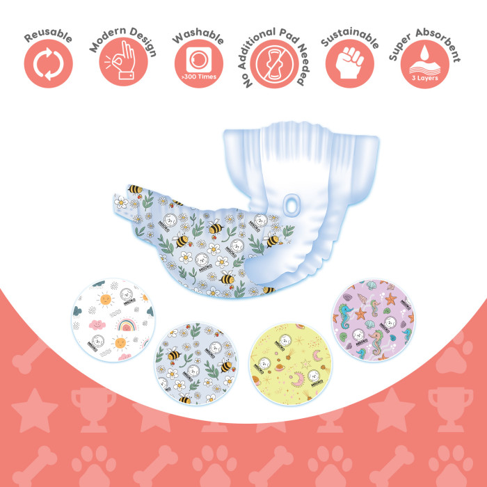 MISOKO reusable diapers set for female dogs, Fantasy 