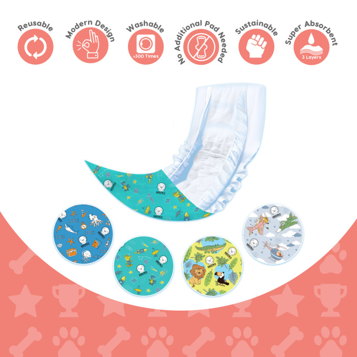 MISOKO reusable diapers set for male dogs, Voyage 