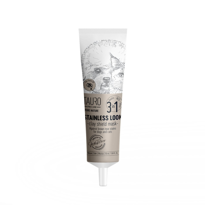 TAURO PRO LINE Pure Nature Stainless look 3in1, natural clay mask to prevent tear stains on the coat for dogs 