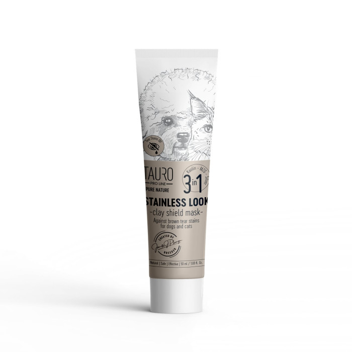 TAURO PRO LINE Pure Nature Stainless look 3in1, natural clay mask to prevent tear stains on the coat for dogs 