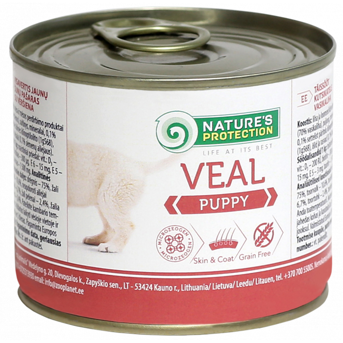 NATURE'S PROTECTION canned pet food for junior dogs with veal 