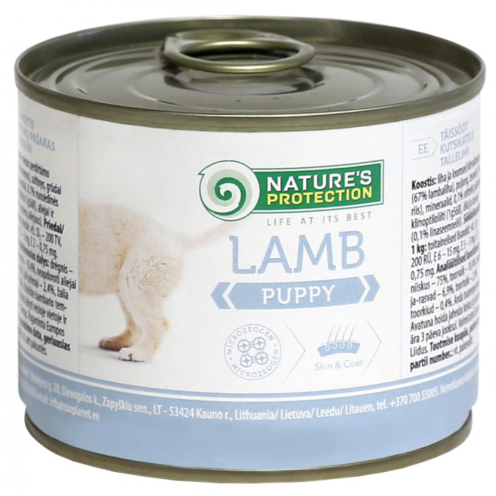 NATURE'S PROTECTION canned pet food for junior dogs with lamb 