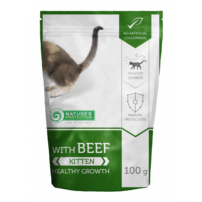 NATURE'S PROTECTION canned pet food for junior cats with beef 
