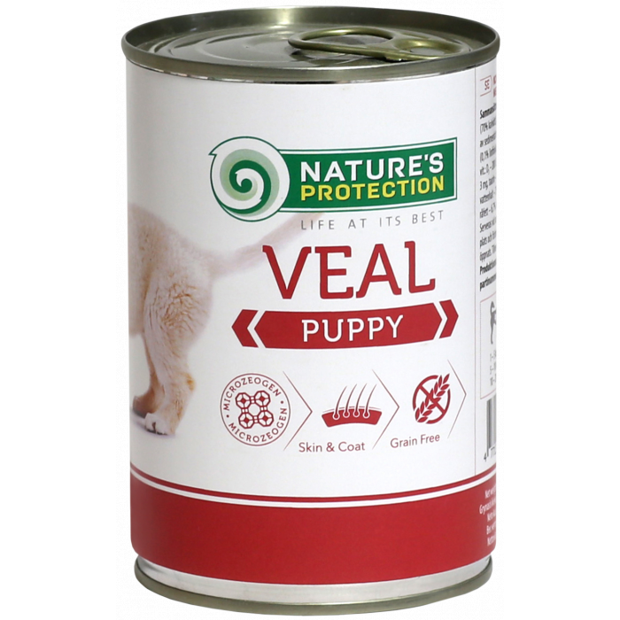 NATURE'S PROTECTION canned pet food for junior dogs with veal 