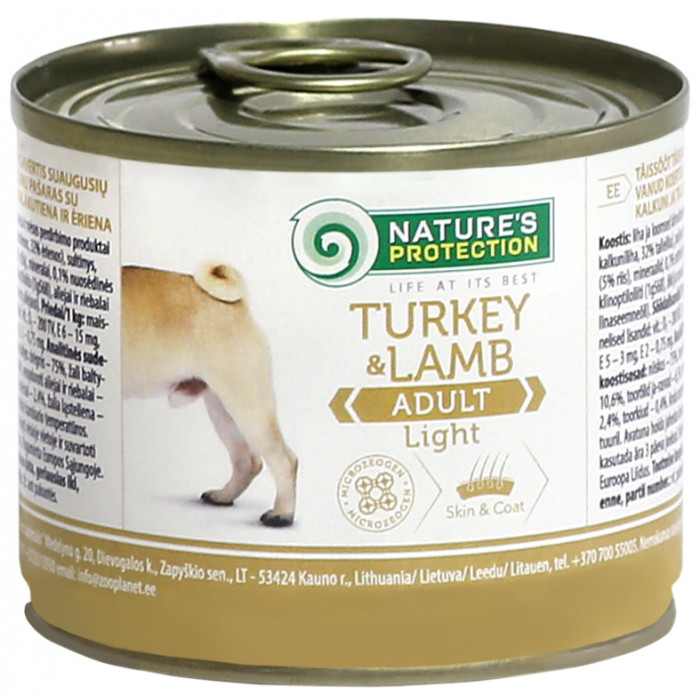 NATURE'S PROTECTION canned pet food for adult dogs with turkey and lamb 