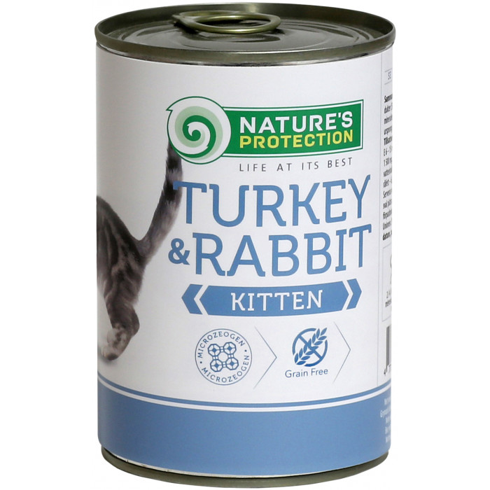 NATURE'S PROTECTION canned pet food for junior cats with turkey and rabbit 