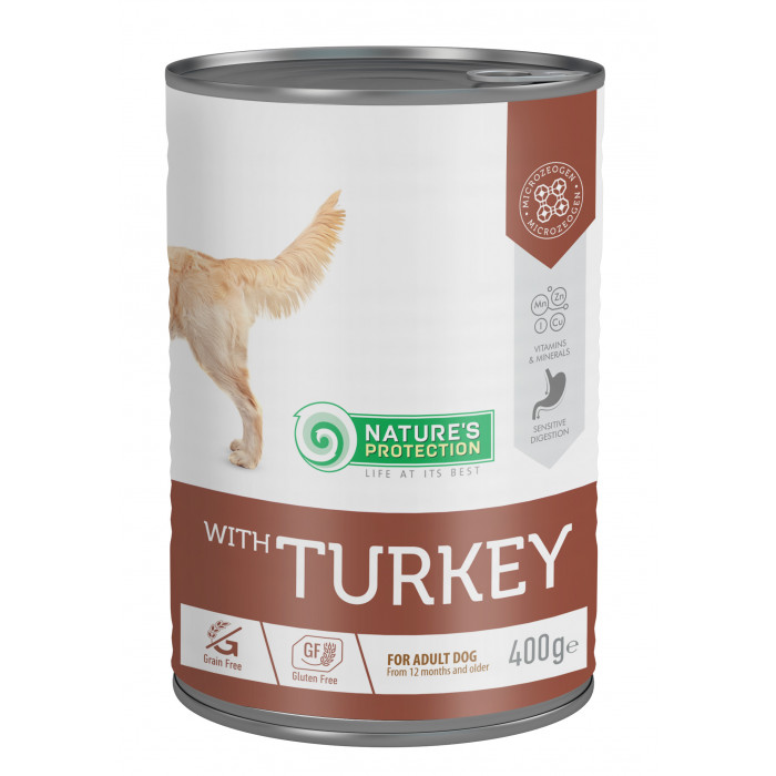 NATURE'S PROTECTION canned pet food for adult dogs with turkey 