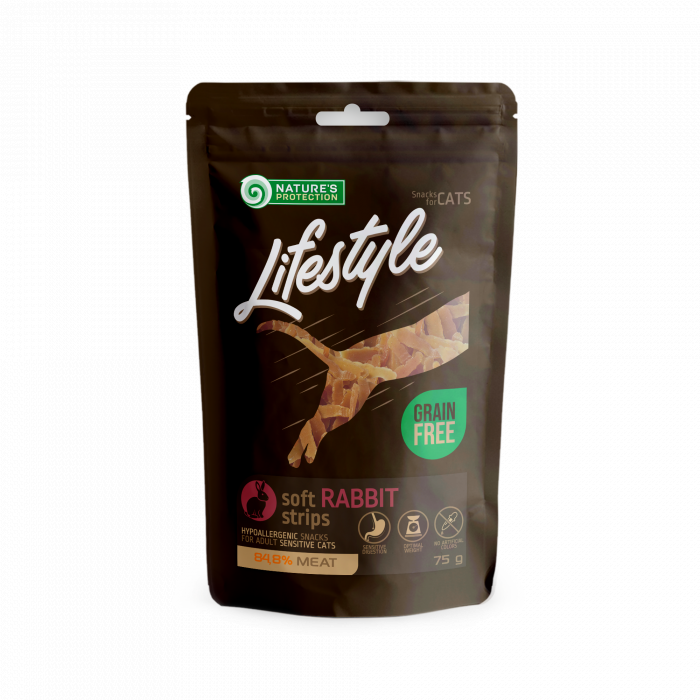 NATURE'S PROTECTION LIFESTYLE snack for cats soft rabbit strips 