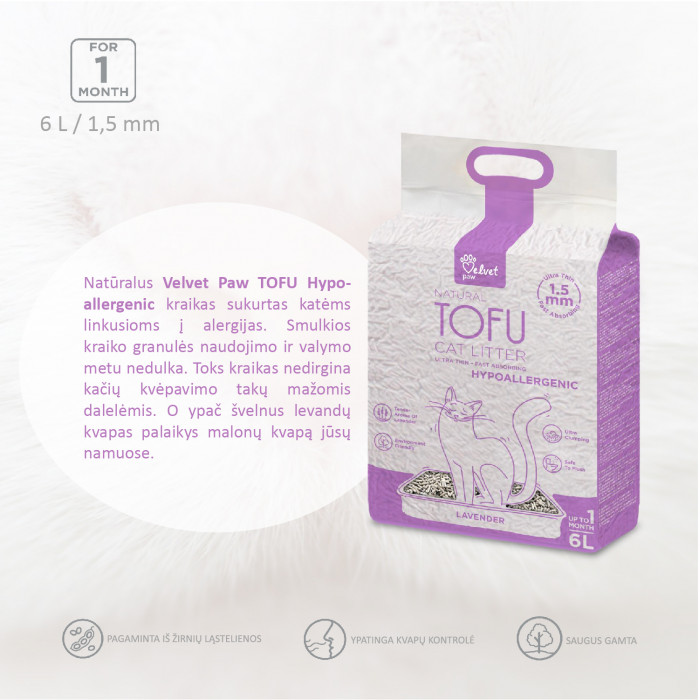 VELVET PAW TOFU litter for hypoallergenic cats 