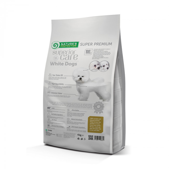 NATURE'S PROTECTION SUPERIOR CARE dry food for adult, small and mini breed dogs with white coat, with lamb 