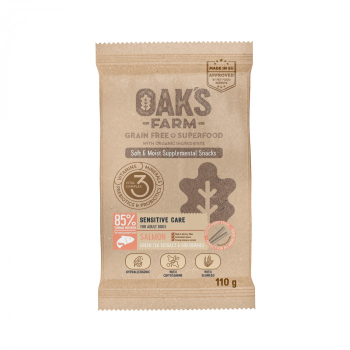 OAK'S FARM Sensitive Care with Salmon Adult All breeds feed supplement-snack with salmon for adult dogs 