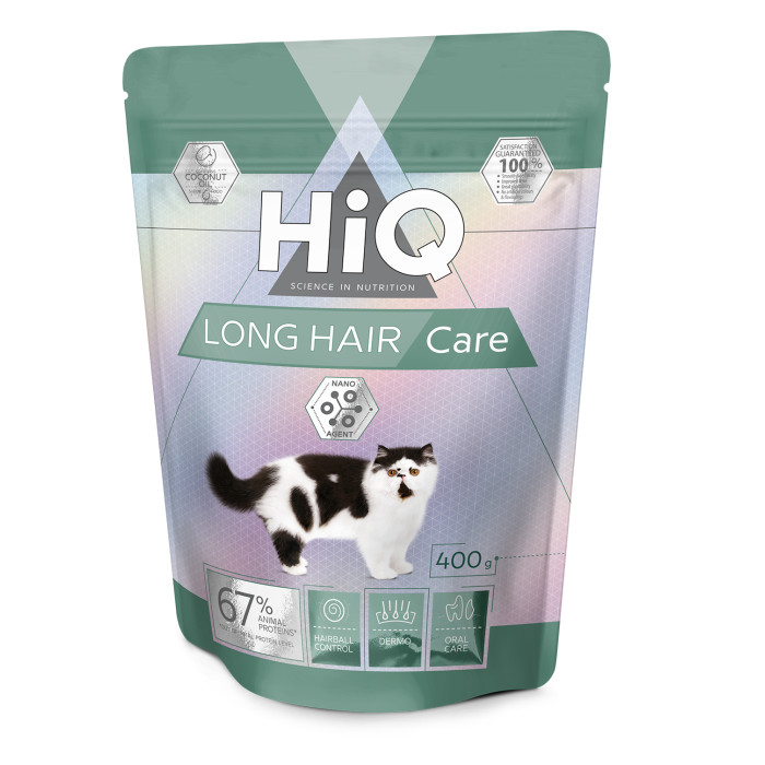 HIQ dry food for adult long haired cats with poultry 