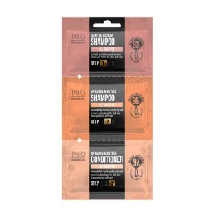 TAURO PRO LINE dog and cat coat and skin shampoo and conditioner sample set 1 x 6 ml, 1 x 8 ml, 1 x 4 ml