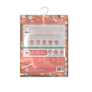 MISOKO reusable dog pad 40 x 50 cm, with puppies, coral colour, 1 pc.