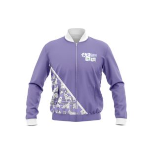 WORLD DOG SHOW sweater with fluff, purple, with QR code size S