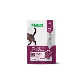 NATURE'S PROTECTION canned pet food with chicken, white fish and cranberry for adult cats to support a healthy urinary system 100 g