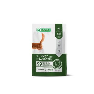 NATURE'S PROTECTION canned pet food with turkey and cranberry for adult sterilised cats 100 g