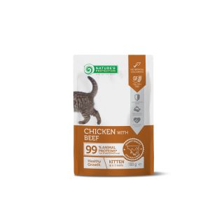 NATURE'S PROTECTION canned pet food with chicken and beef for kittens to support healthy growth 100 g