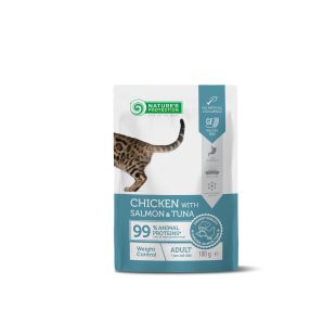 NATURE'S PROTECTION canned pet food with chicken, salmon and tuna for adult cats, for weight contro 100 g