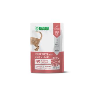 NATURE'S PROTECTION canned pet food with chicken, beef and lamb for kittens to support healthy growth 100 g