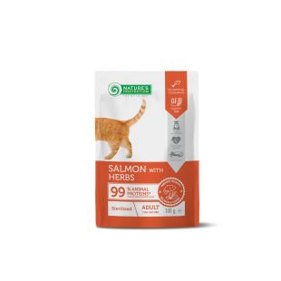 NATURE'S PROTECTION canned pet food with salmon and herbs for adult sterilised cats 100 g