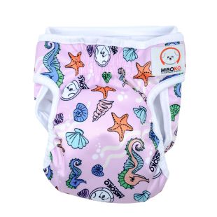 MISOKO reusable diapers for female dogs, with seahorses, pink size S, 1 pc.