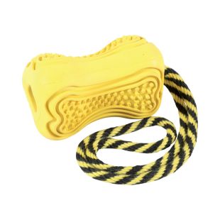 ZOLUX toy for pets with rope "Titan" rubber, M size, yellow color, 7x7,5x10 cm
