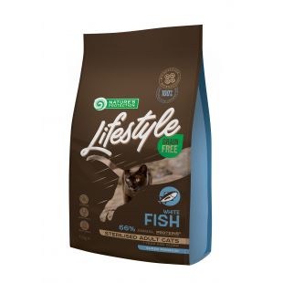 NATURE'S PROTECTION LIFESTYLE dry grain free food for adult cats with white fish after sterilisation 1.5 kg