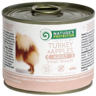 NATURE'S PROTECTION canned pet food for adult small breed dogs with turkey and apples 200 g