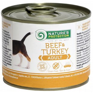 NATURE'S PROTECTION canned pet food for adult dogs with beef and turkey 200 g