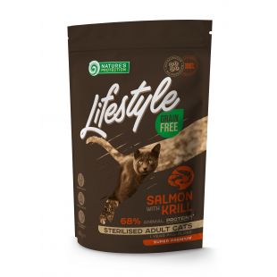 NATURE'S PROTECTION LIFESTYLE dry grain free food for adult cats with salmon and krill after sterilisation 400 g