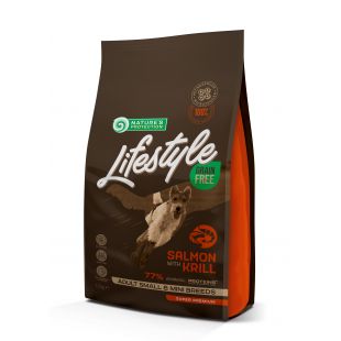 NATURE'S PROTECTION LIFESTYLE dry grain free food for adult, small and mini breed dogs with salmon and krill  1.5 kg