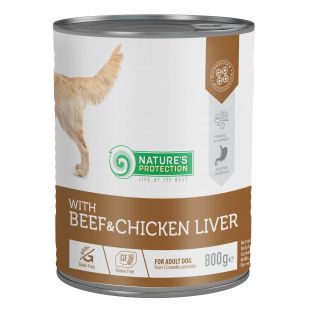 NATURE'S PROTECTION canned pet food for adult dogs with beef and chicken liver 800 g