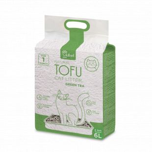 VELVET PAW Tofu cat litter green tea extract, 2mm kibbles, vacuum package, 2,6 kg / 6 l