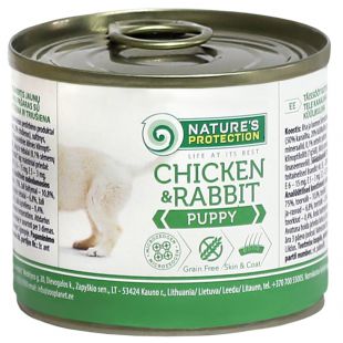 NATURE'S PROTECTION Puppy Chicken&Rabbit Konservuotas pašaras šunims 200 g