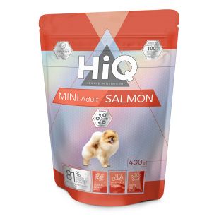 HIQ dry food for adult dogs of small breeds with salmon 400 g