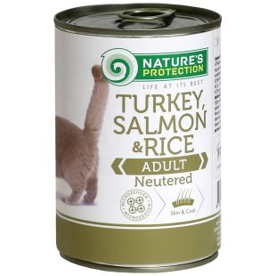 NATURE'S PROTECTION canned pet food for adult cats with turkey, salmon and rice 400 g