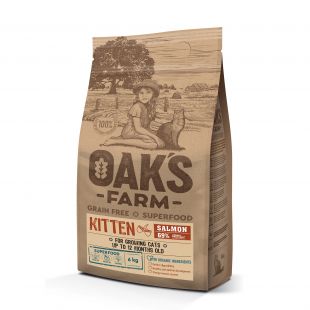 OAK'S FARM dry grain free food for kittens with salmon 6kg