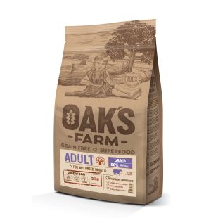 OAK'S FARM dry grain free food for adult dogs of all breeds with lamb 2 kg