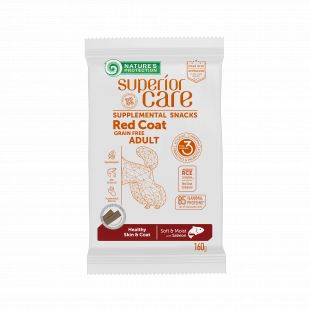 NATURE'S PROTECTION SUPERIOR CARE complementary grain free feed – snacks for adult dogs of all breeds with red coat with salmon 160 g x 6