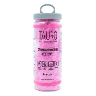 TAURO PRO LINE Высоковпитывающее и охлаждающее полотенце для домашних животных 64x43 см, розовое