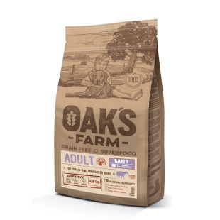 OAK'S FARM dry grain free food for adult, small and mini breed dogs with lamb 6.5 kg