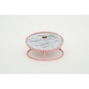MISOKO Pet bed, round, steel frame 45x45x22 cm, pink, plush